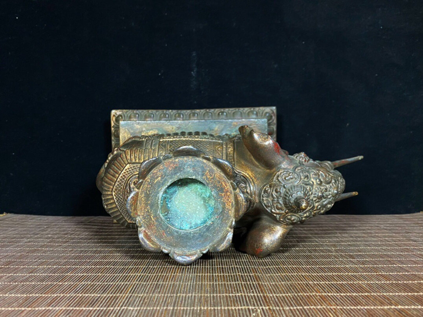A pair of Chinese antique pure copper elephant lotus wax stands