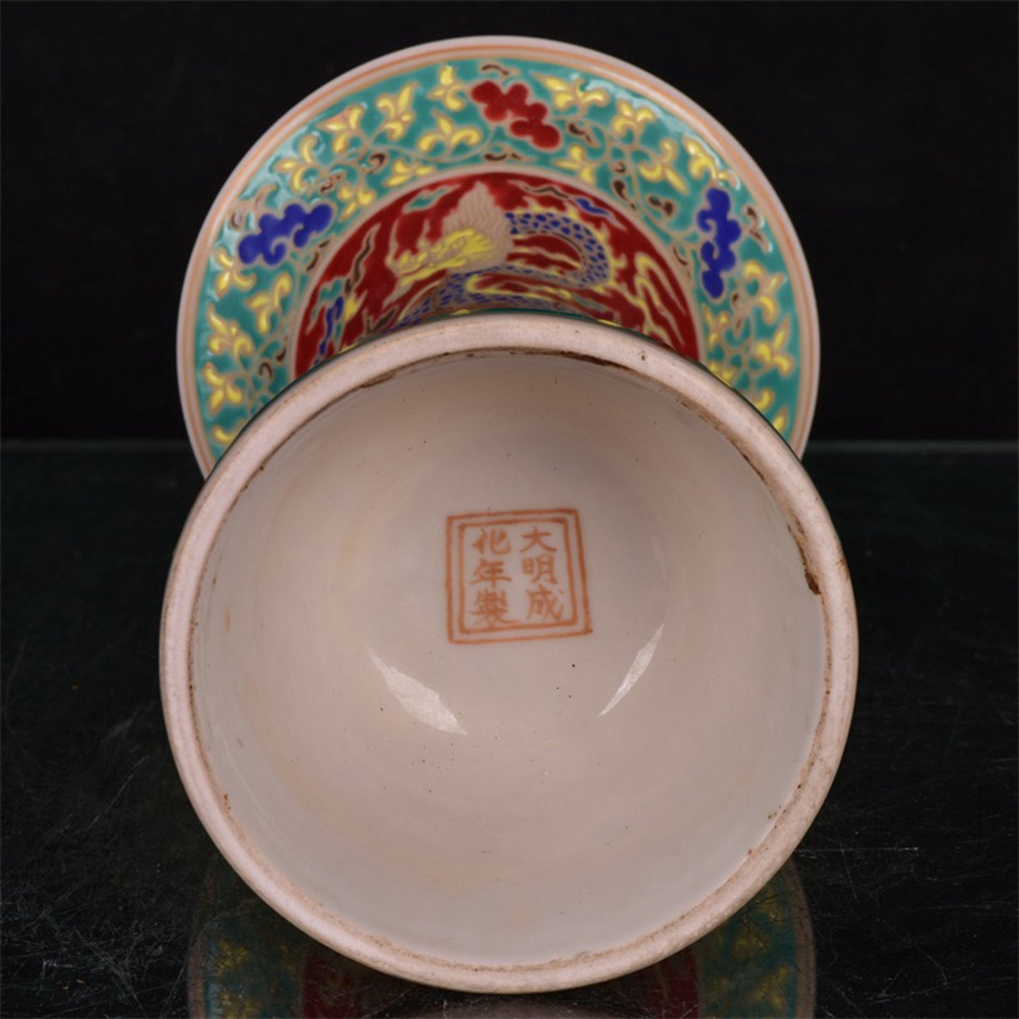 Chinese antique gold painted colorful flower drums