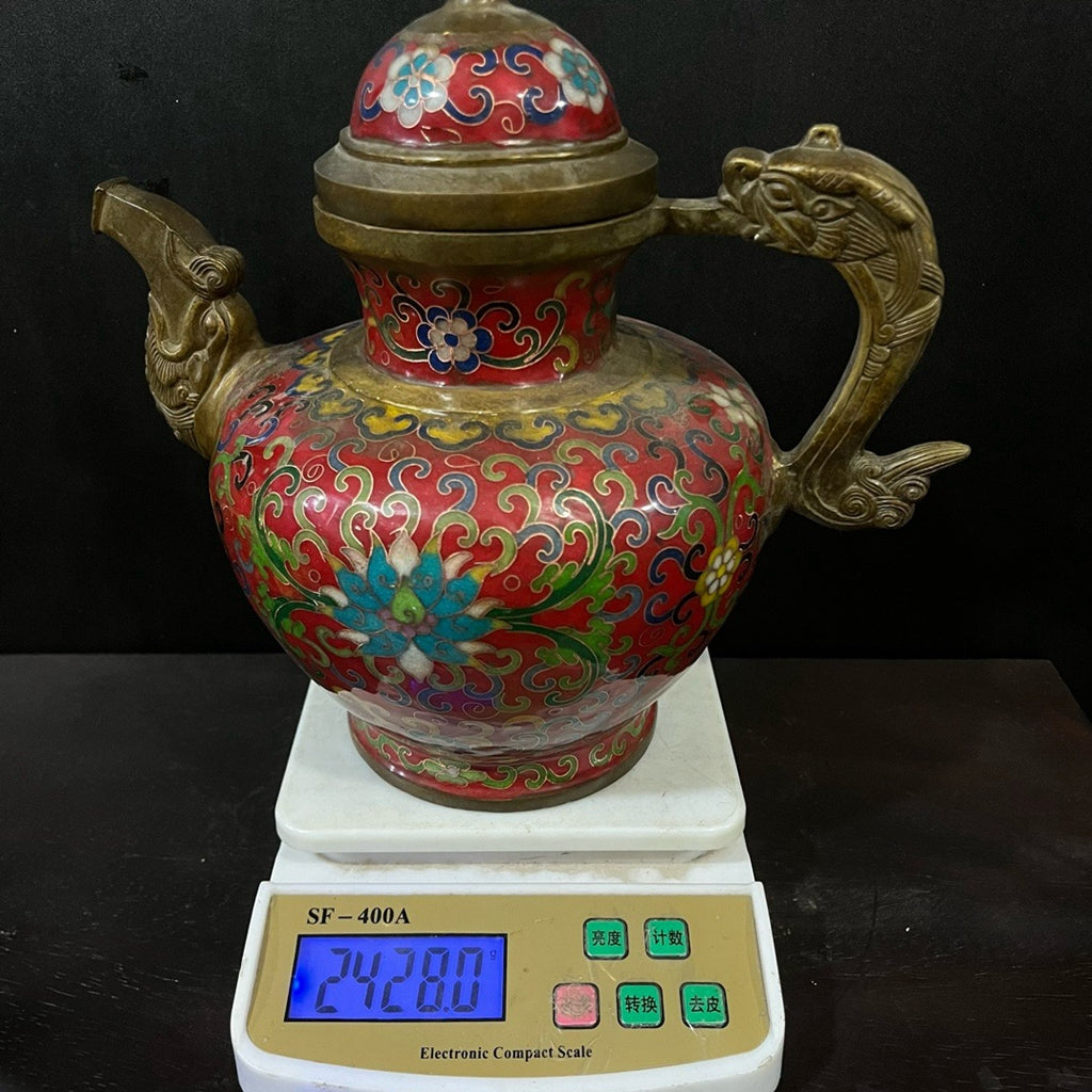 Pure copper Jintai Blue wine pot