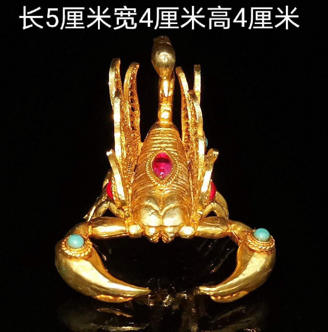 Copper gilded genuine gold inlaid with gemstones Scorpion