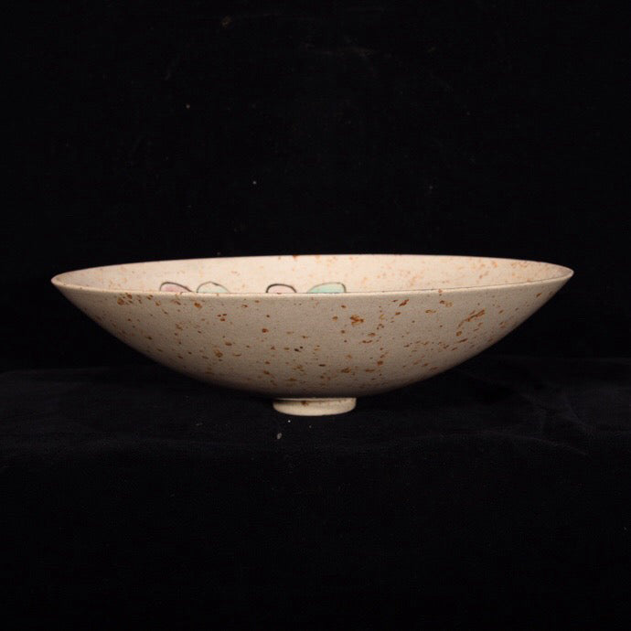 Colorful flower patterned bowl with bucket bottom