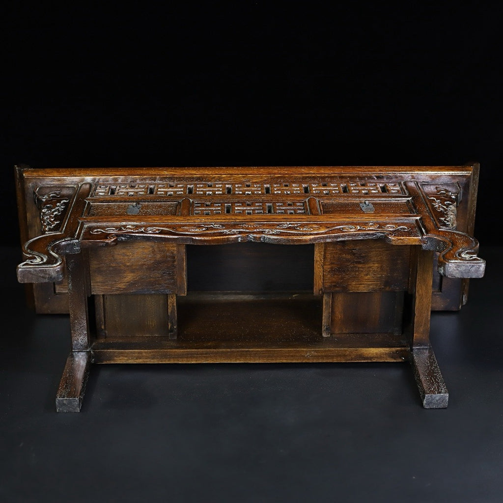 Flower pear wood curved foot and raised head strip case