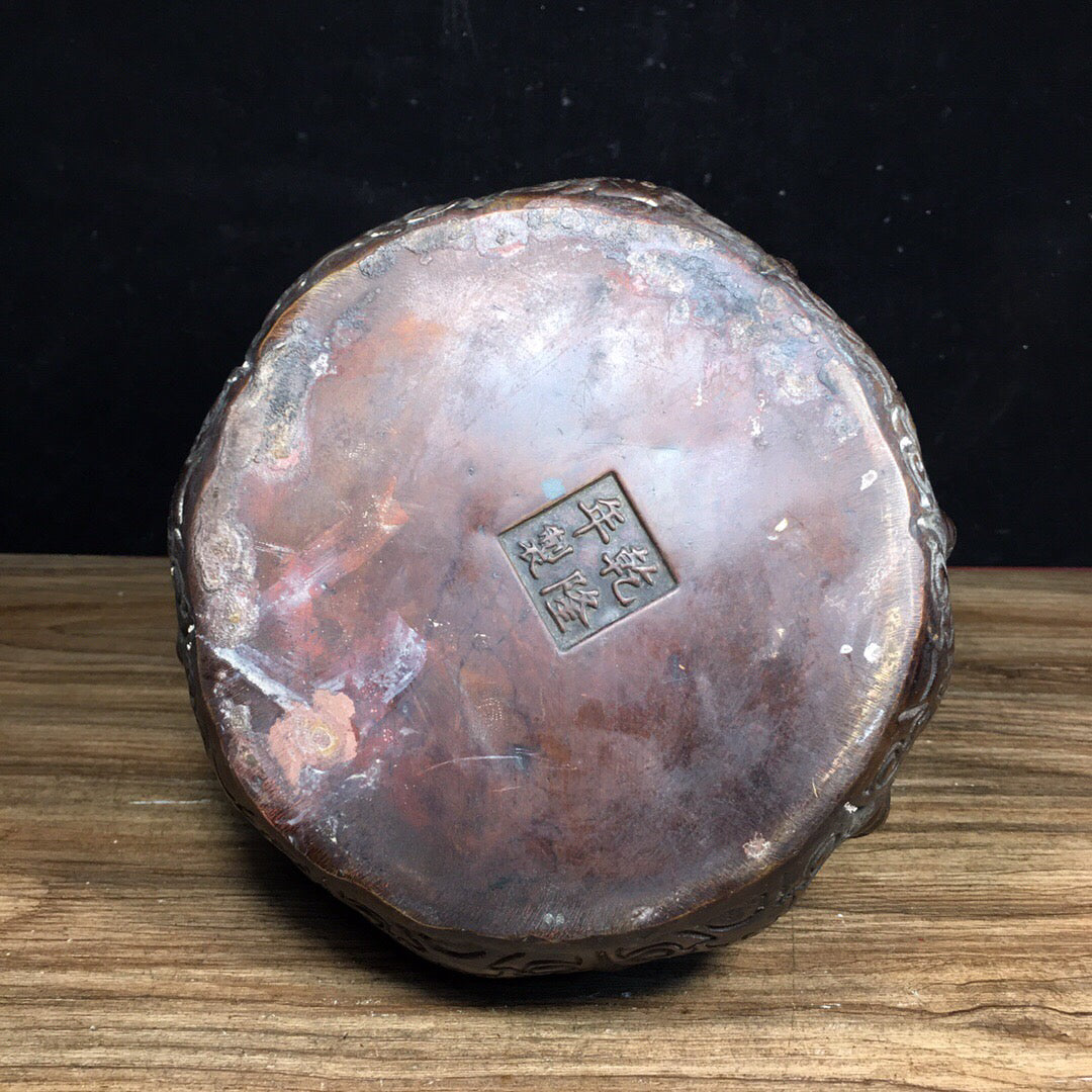 Chinese antique pure copper lucky gold toad ornament