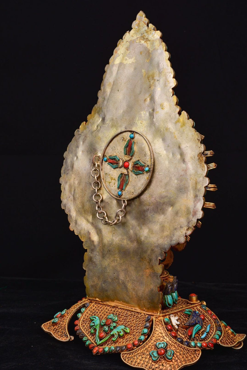 Silver Pure Handmade Wire Cutting Heavy Industry Inlaid Gemstone Thousand Handed Guanyin