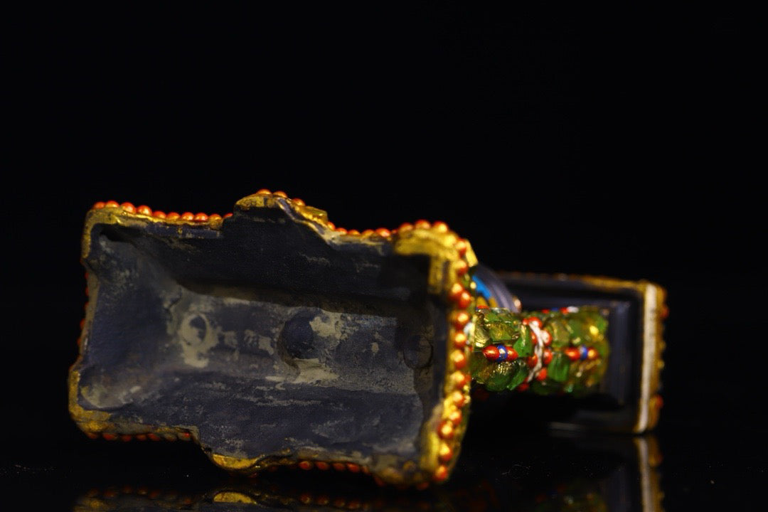 Copper body pure handmade knocking, chiseling, inlaid with gemstones, celestial bead spinning wheel