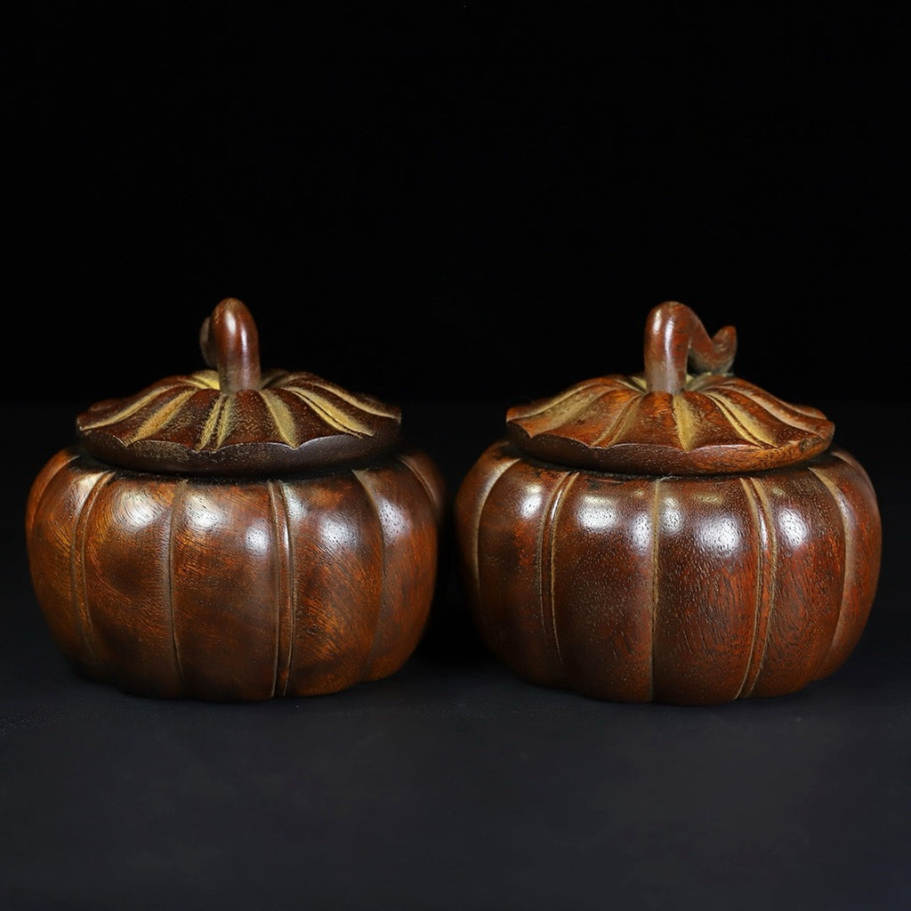 A pair of rosewood Go jars