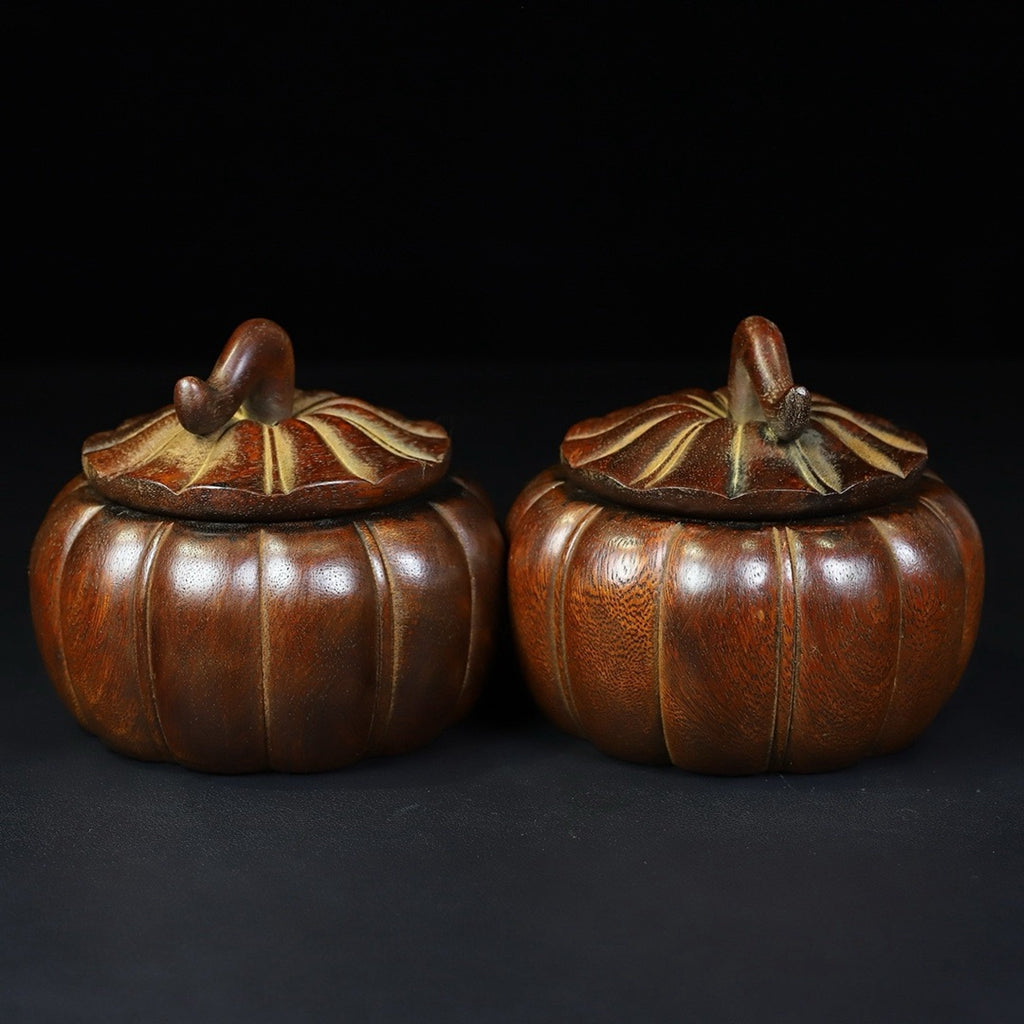 A pair of rosewood Go jars