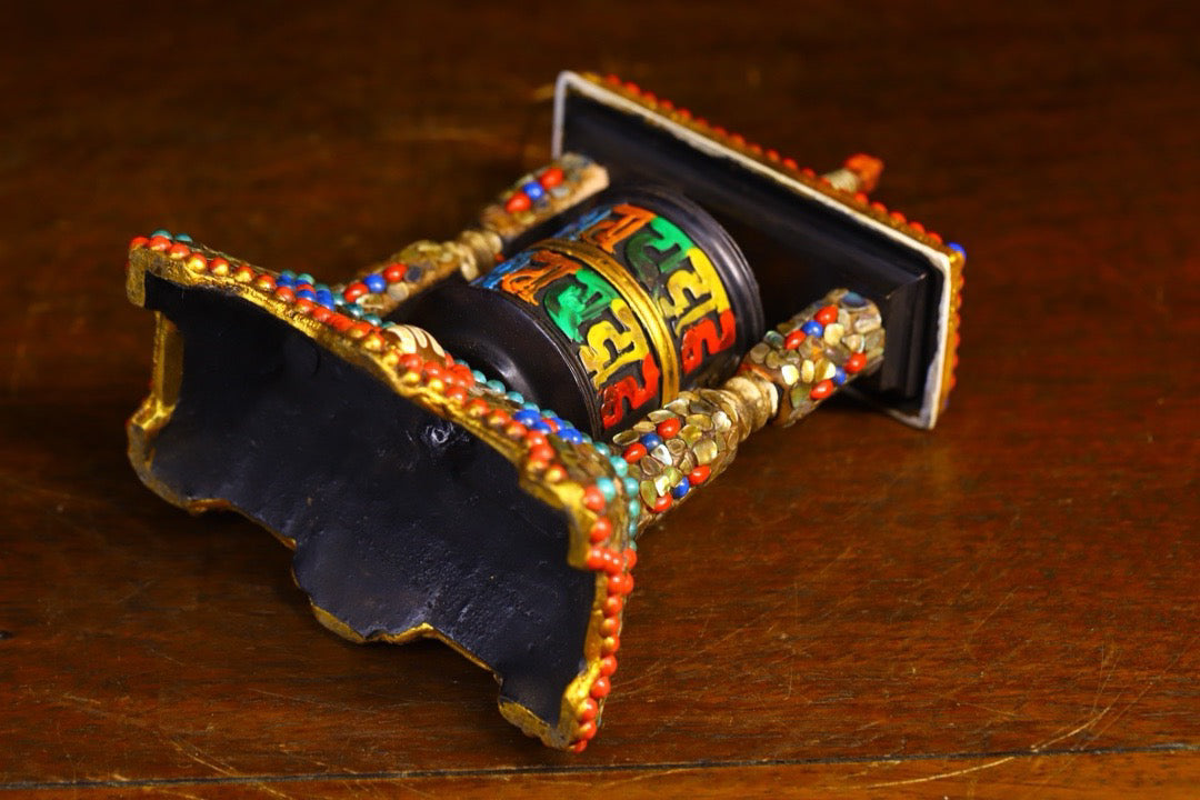 Copper body pure handmade knocking, chiseling, inlaid with gemstones, celestial bead spinning wheel