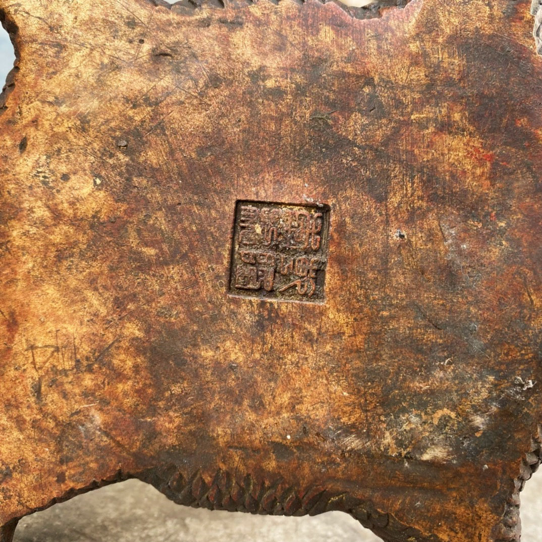 Chinese antique pure copper lotus wax platform