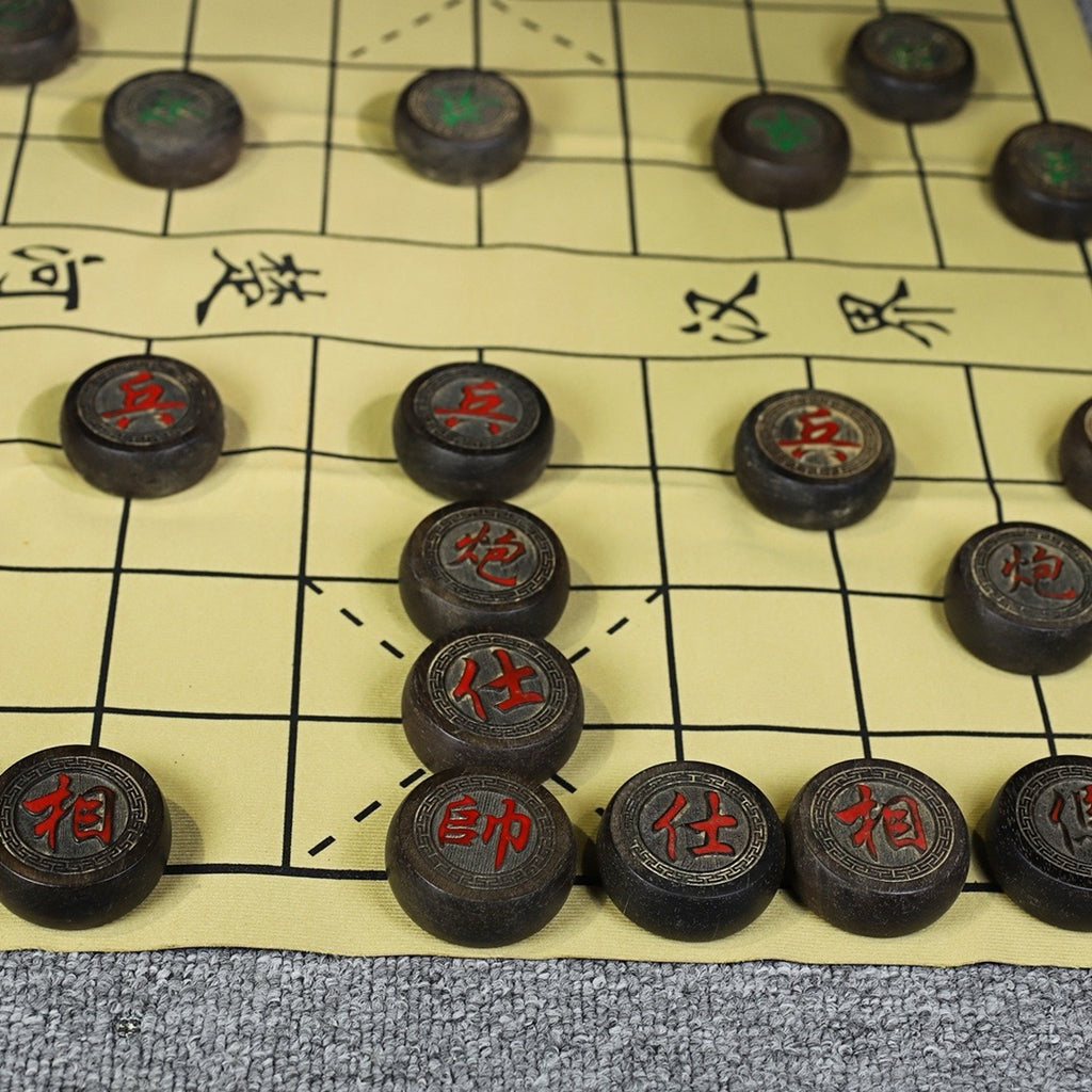 A set of black sandalwood chess