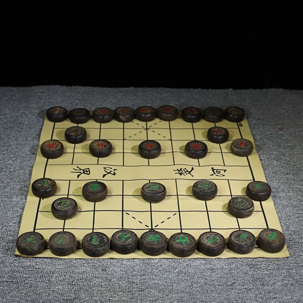 A set of black sandalwood chess