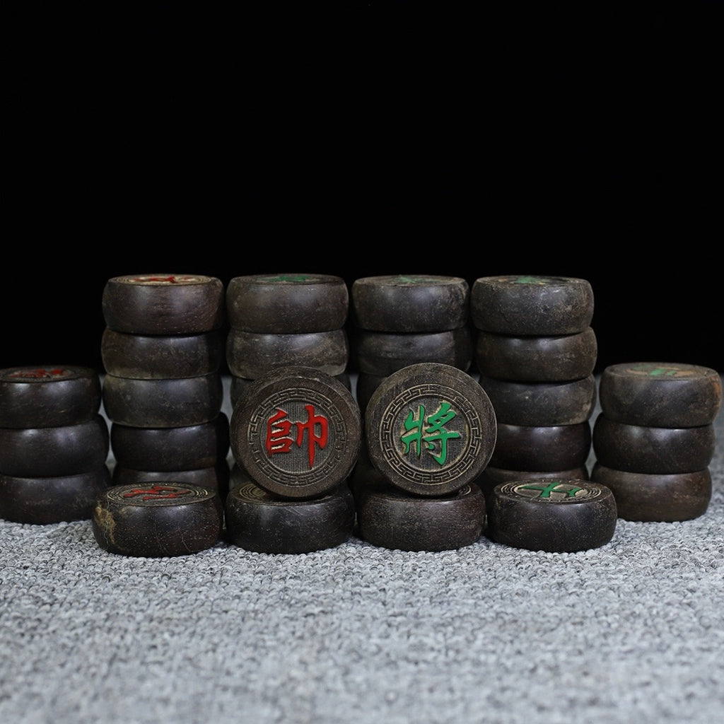 A set of black sandalwood chess