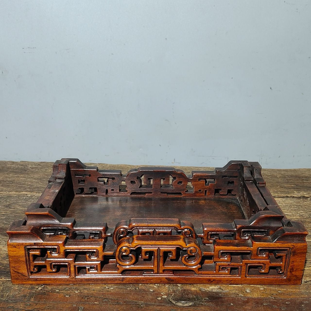 Chinese antique rosewood carved vase base