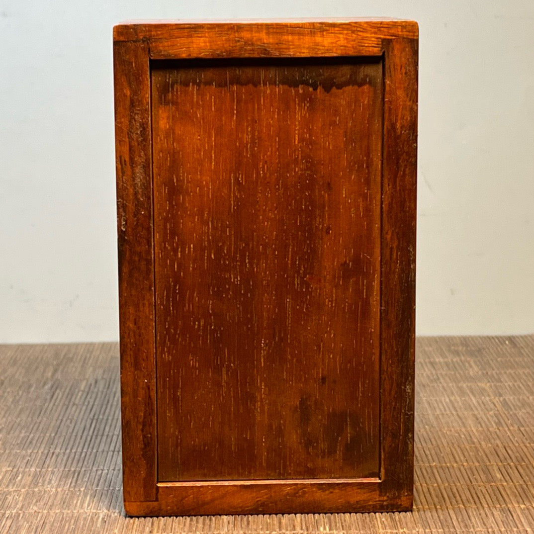 Chinese antique rosewood inlaid jade bead carving mechanism box