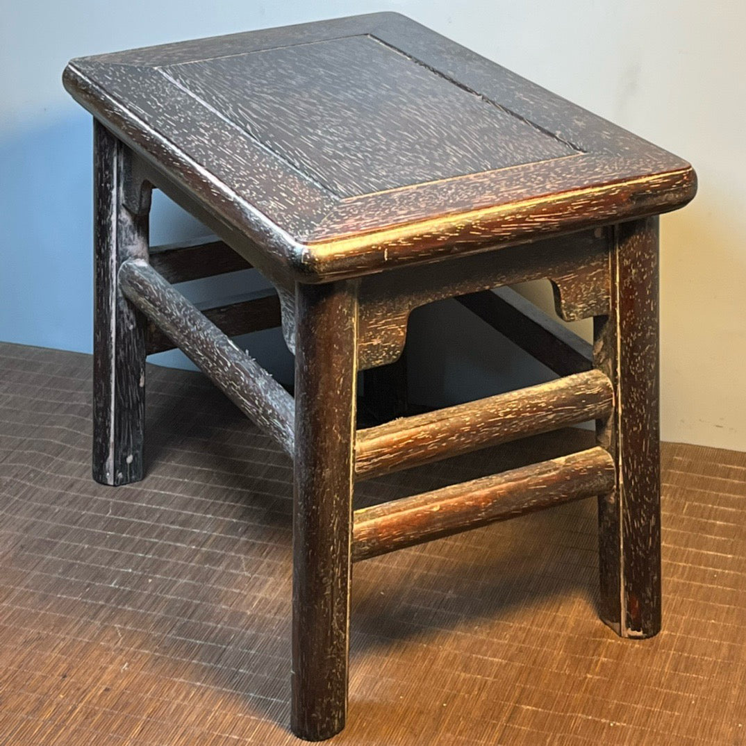 Ancient Chinese blood sandalwood carved rectangular stool