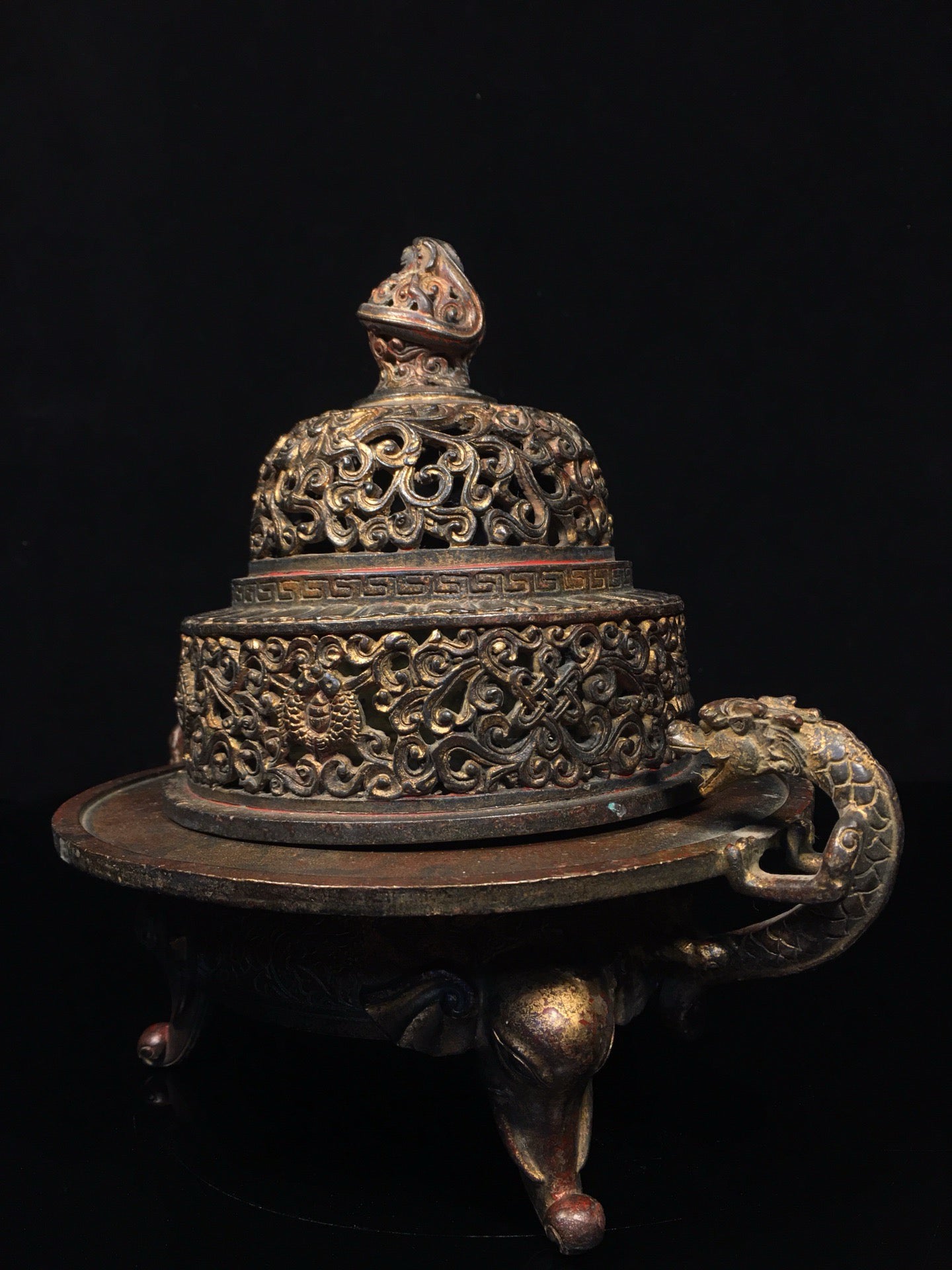 Chinese antique pure copper incense burner
