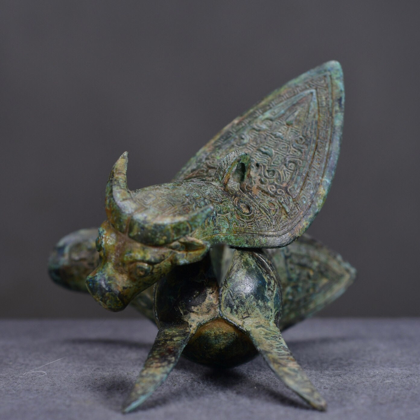 Chinese Antique Bronze Cow Earl Wine Cup