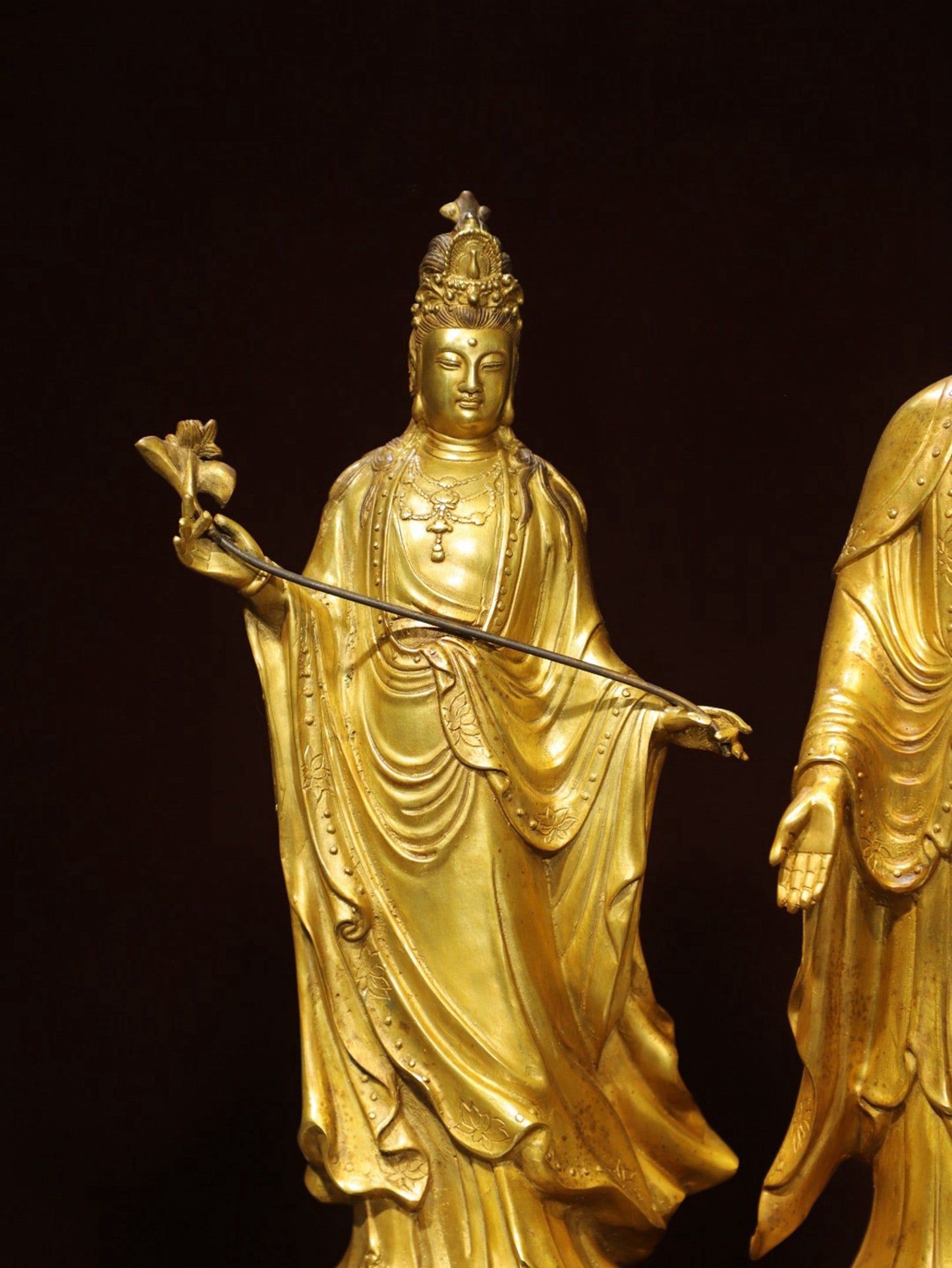 A set of bronze gilded Buddha statues of the Three Saints of the West