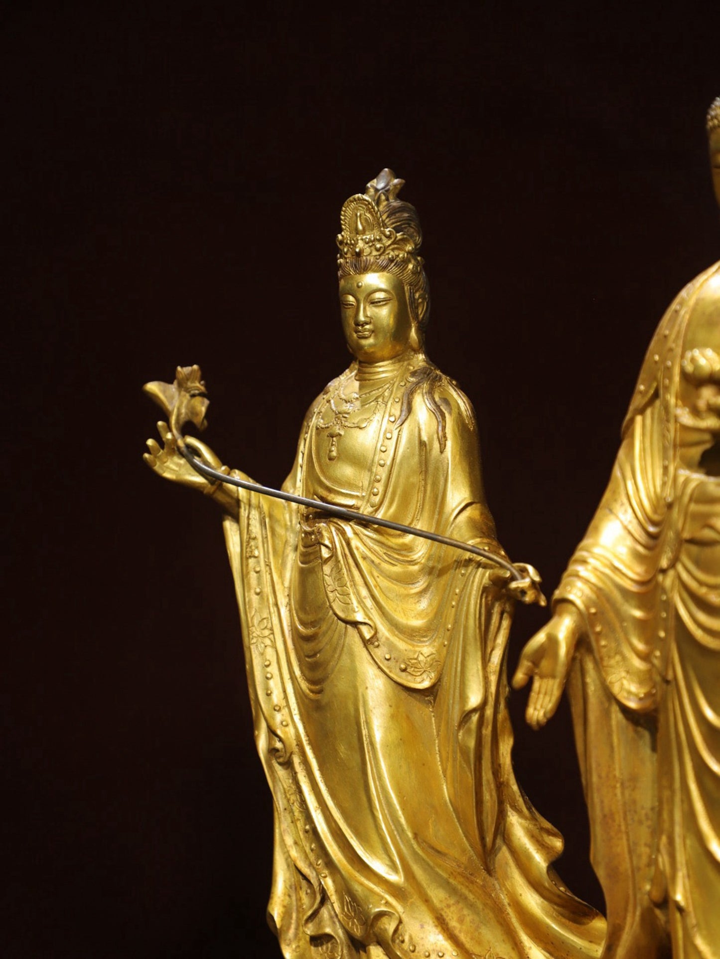 A set of bronze gilded Buddha statues of the Three Saints of the West