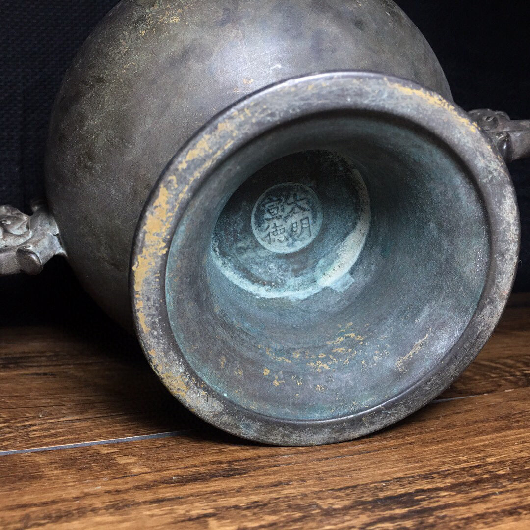 Chinese antique pure copper incense burner