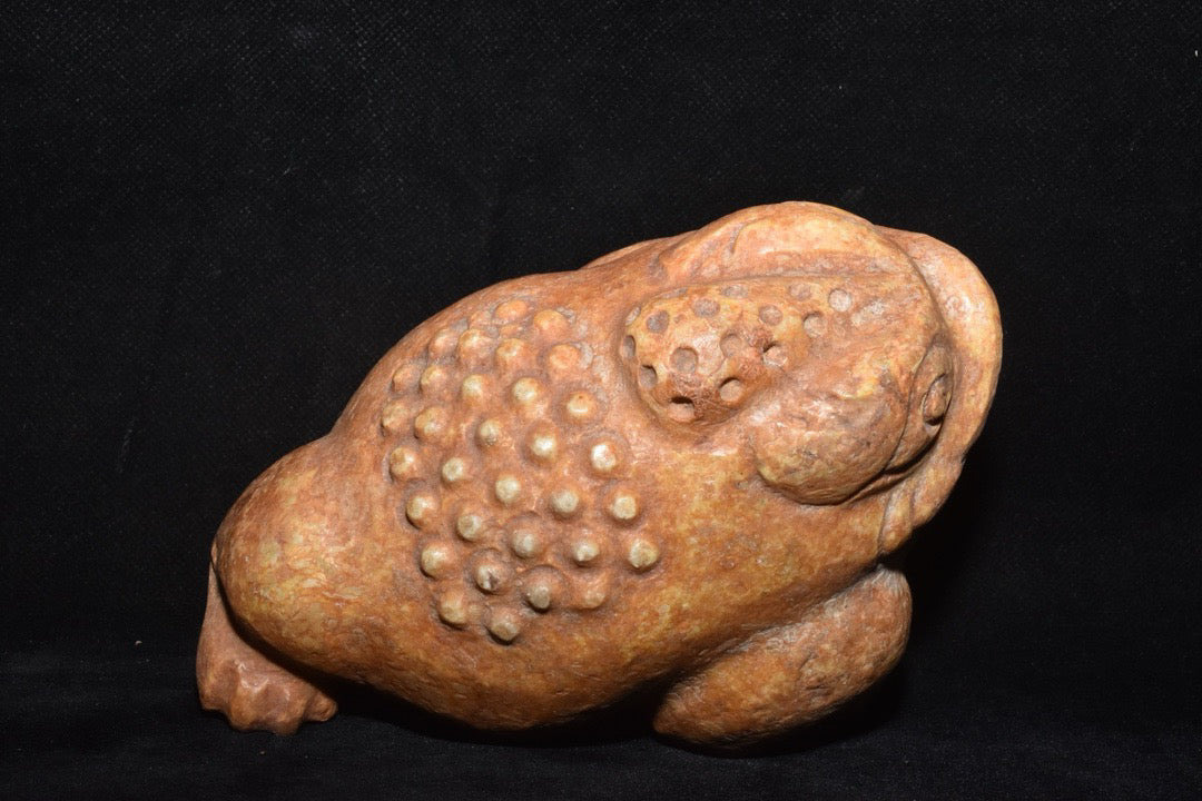 Chinese Antique Old Jade Golden Toad