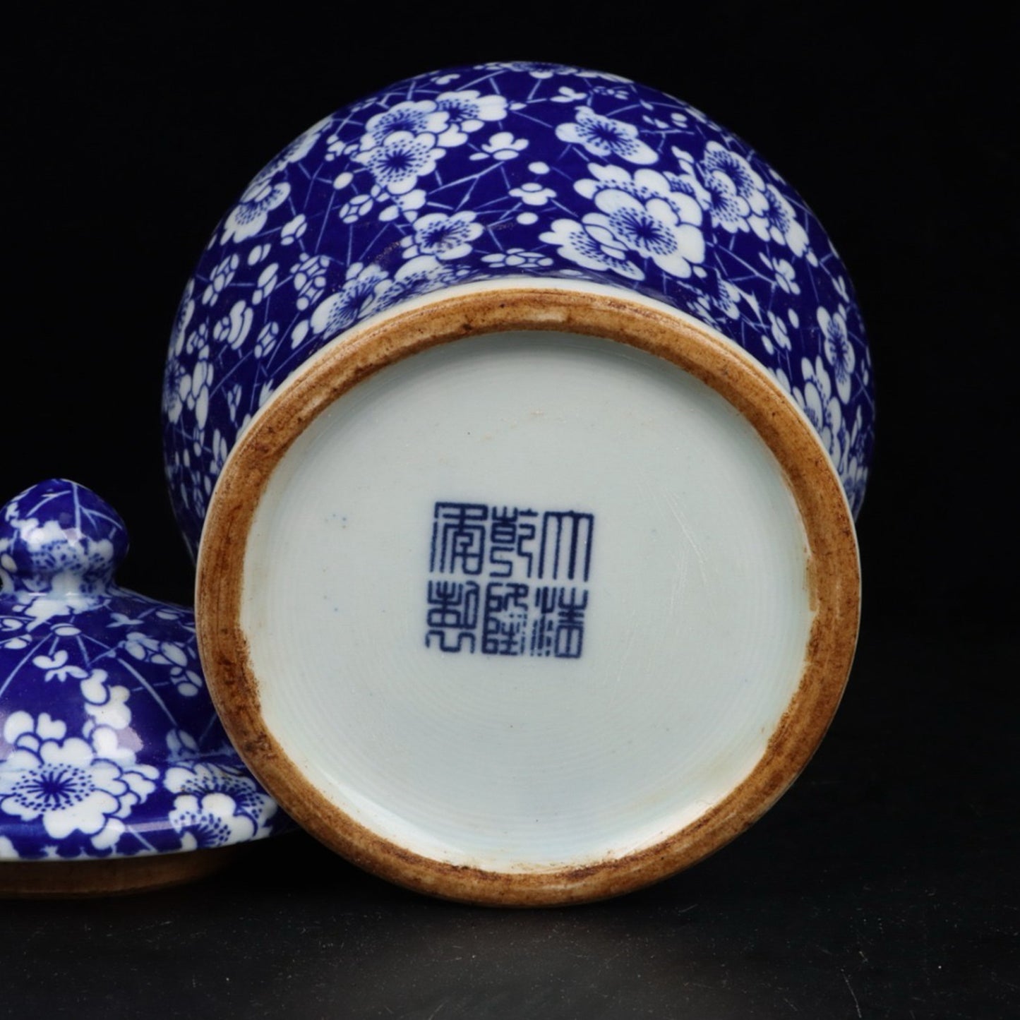 Blue and white ice plum patterned general jar