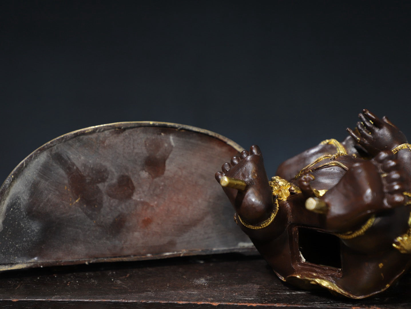 Chinese Antique Pure Copper Buddha Statue in the Big Black Sky