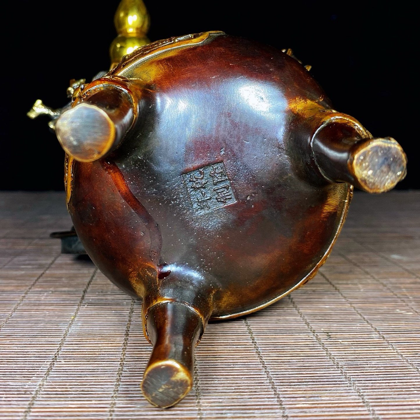 Pure copper dot gold double dragon pearl playing tower furnace