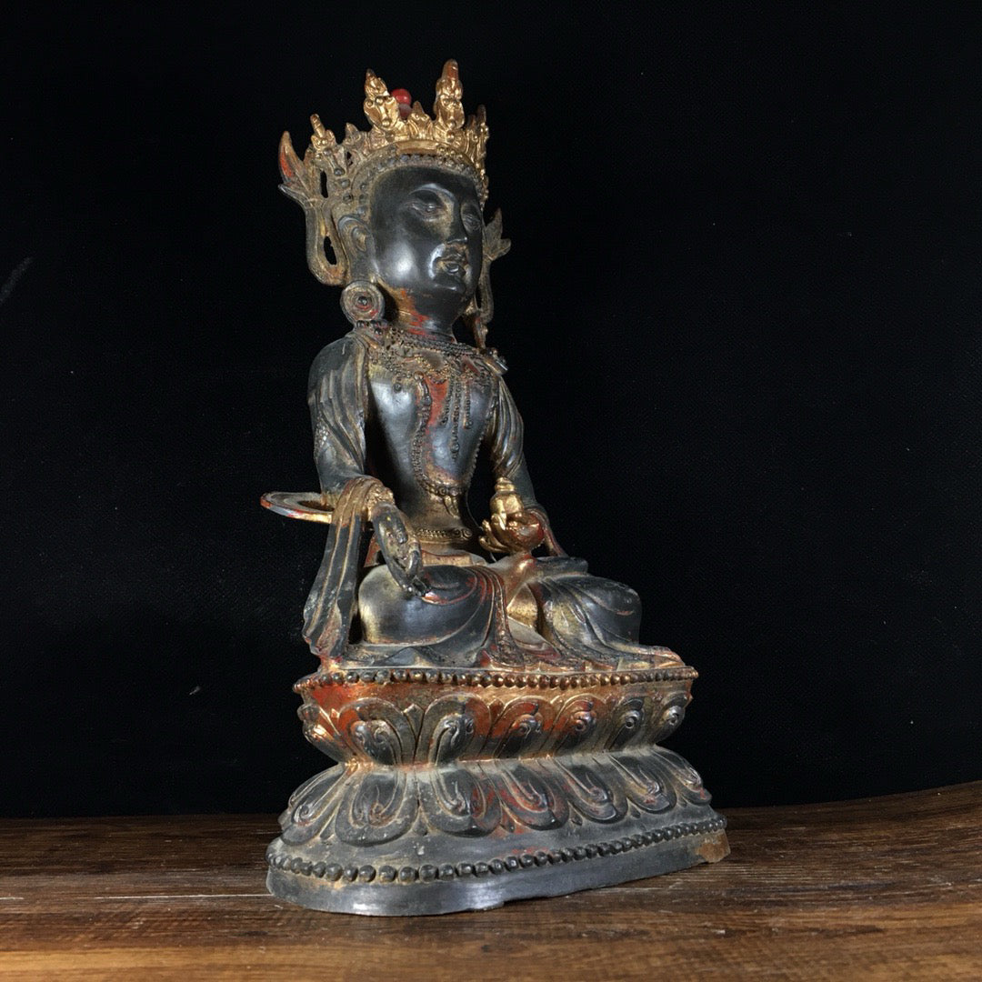 Chinese antique pure copper gilded Buddha statue ornaments