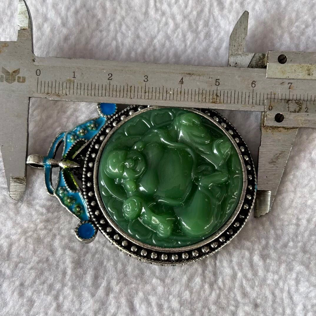 Chinese antique cloisonn é imitation jade Guanyin Buddha pendant hanging tag