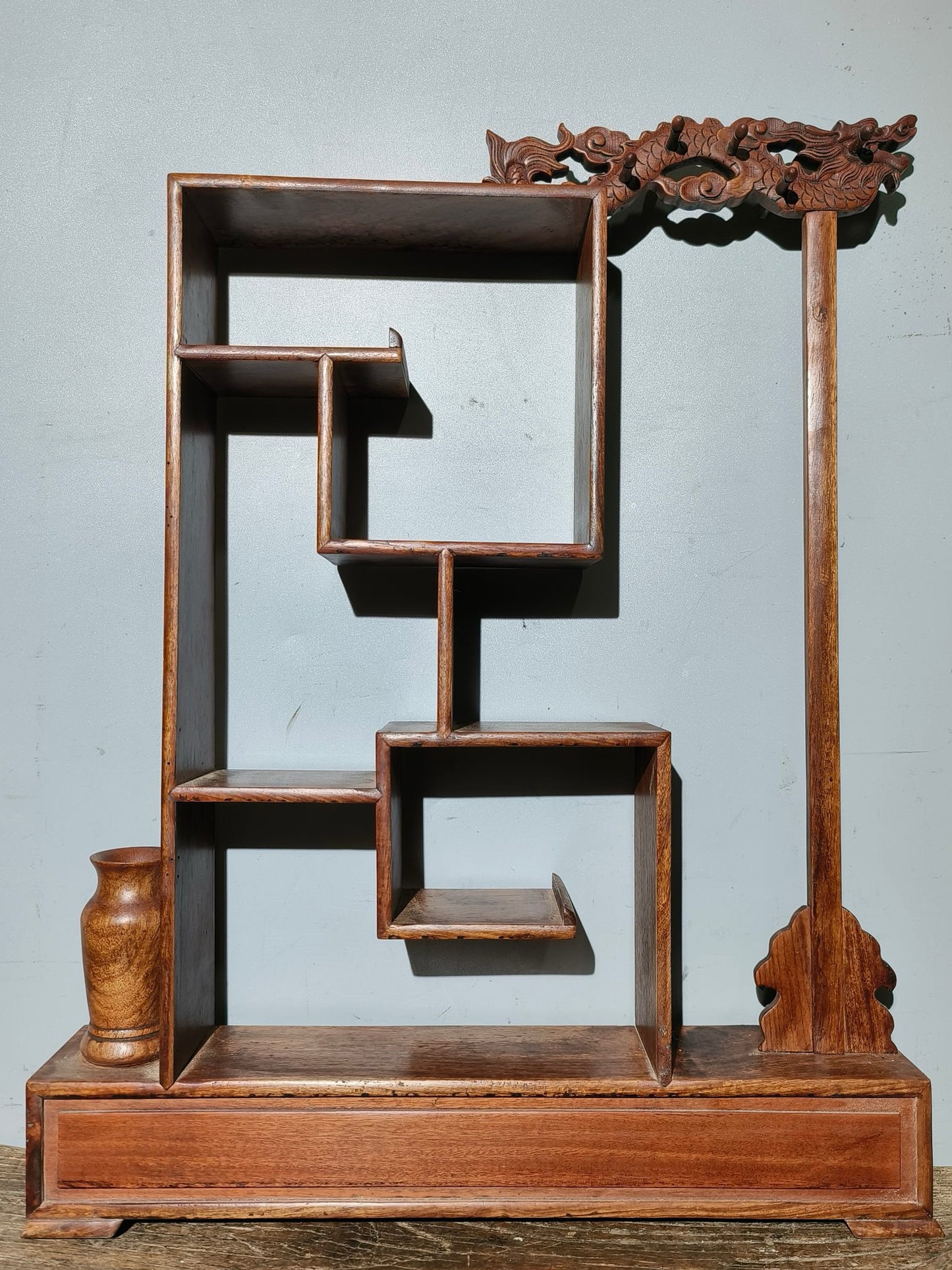 Old pear wood desk large antique rack ornaments