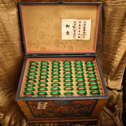 A box of Chinese antique jade bracelets