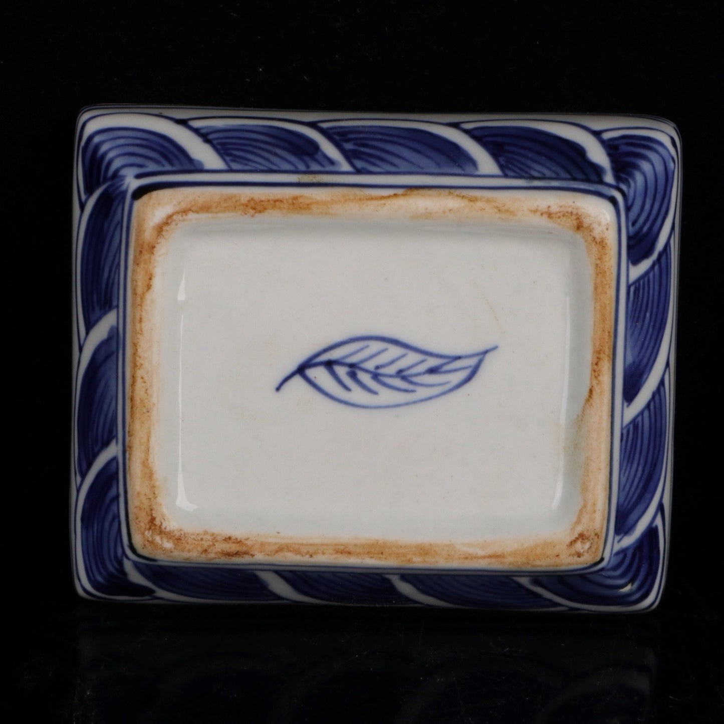 Ceramic blue and white glazed square printing box