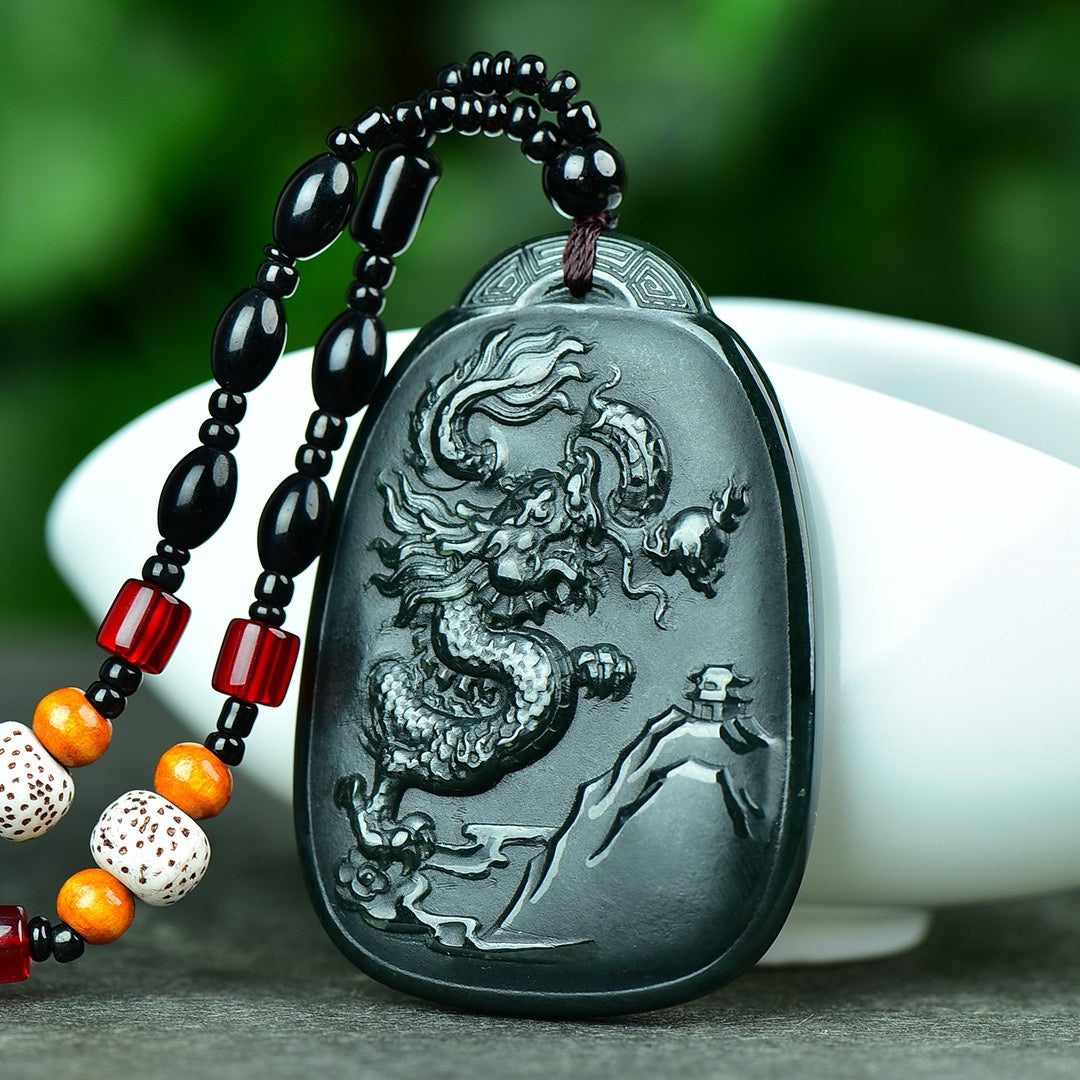 Hotan Jade Blue Jade Dragon