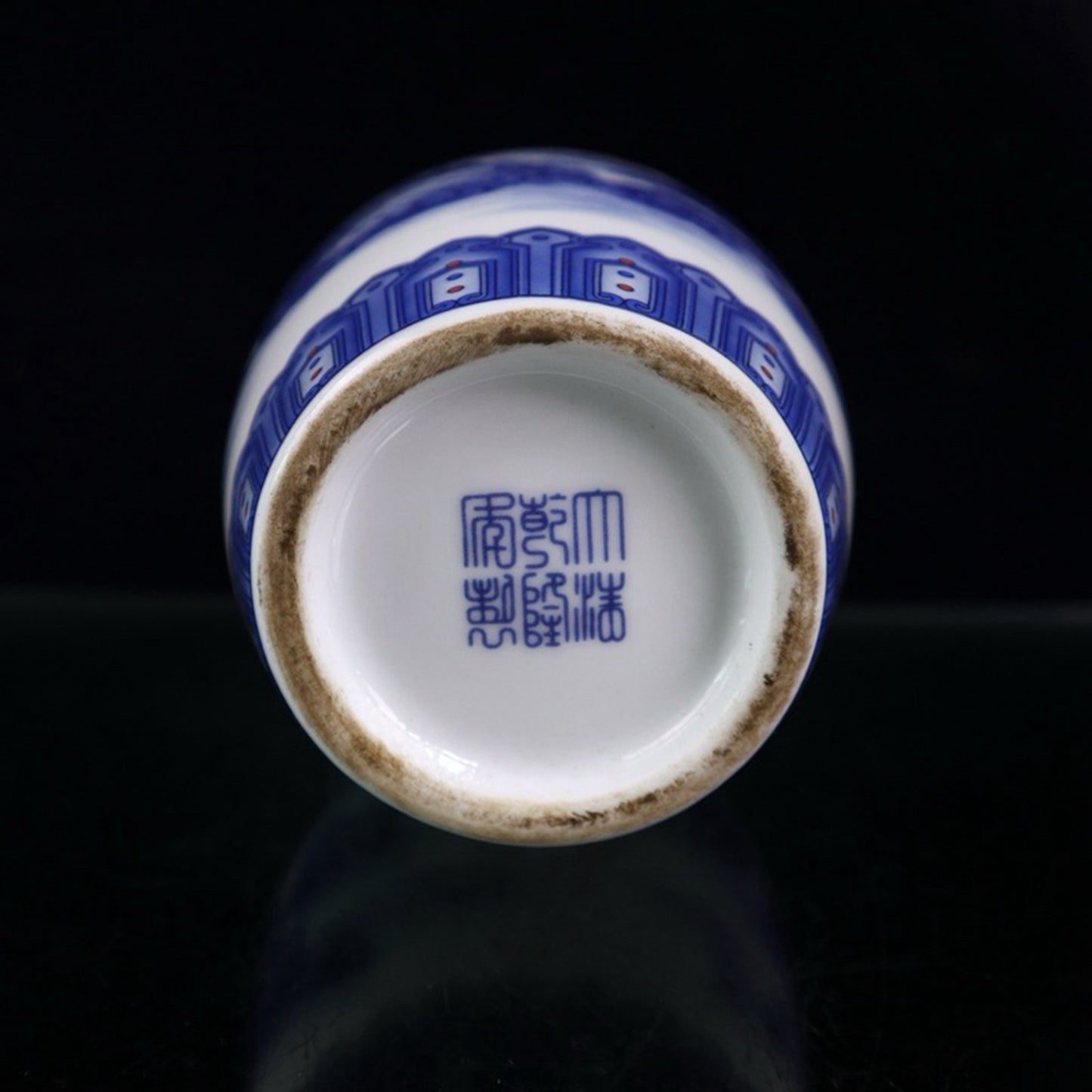 Ceramic blue and white glazed vase