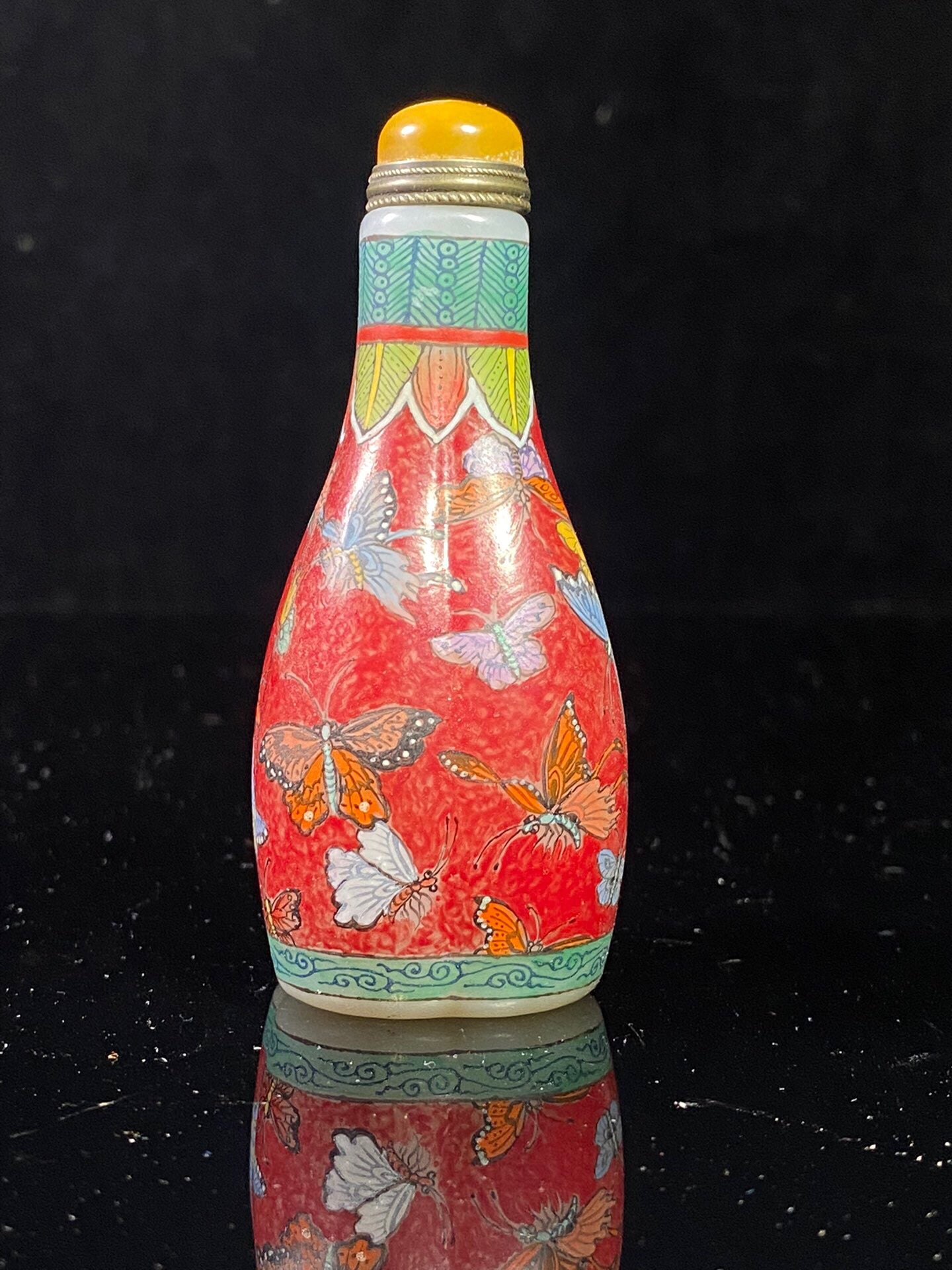 Chinese antique glass painting enamel colored snuff bottle
