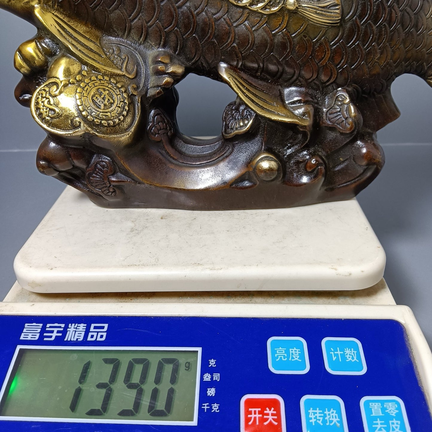 Chinese antique pure copper dragon fish ornament
