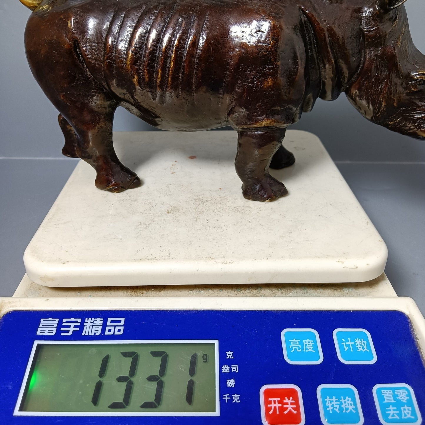 Chinese antique pure copper rhinoceros ornaments