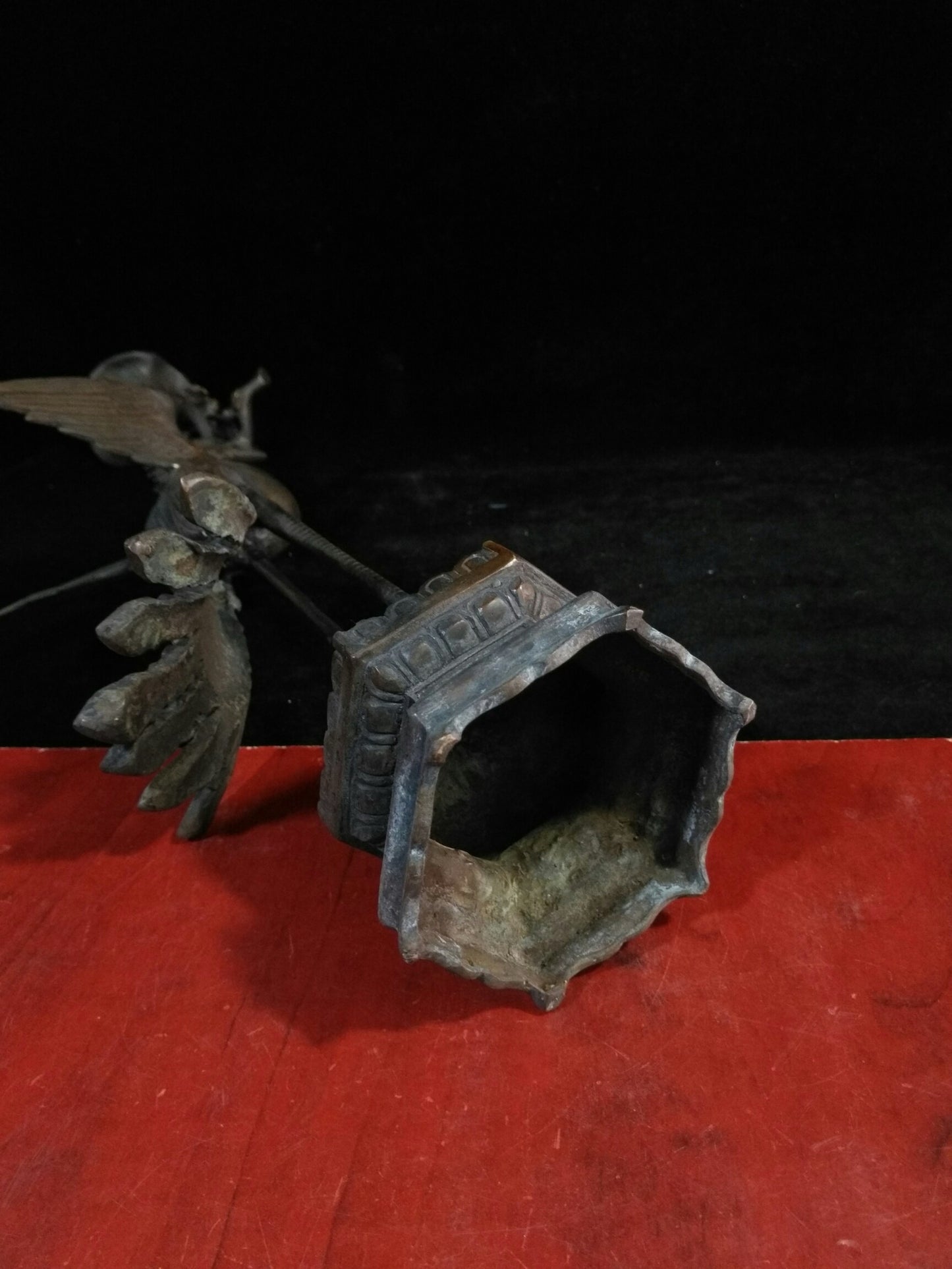 Pure copper inlaid gemstone peacock candle holder