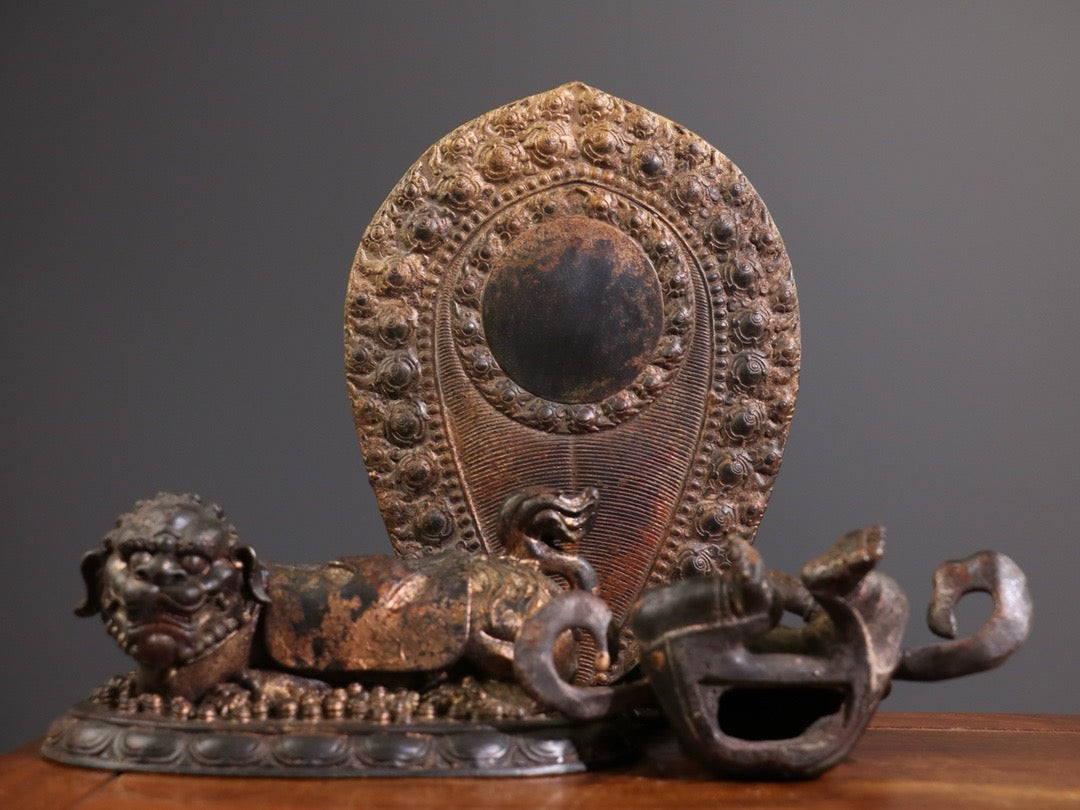 Chinese antique pure copper red child Buddha statue