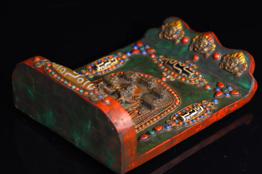 Handmade filigree inlaid gemstones, heavenly pearl Buddha niches
