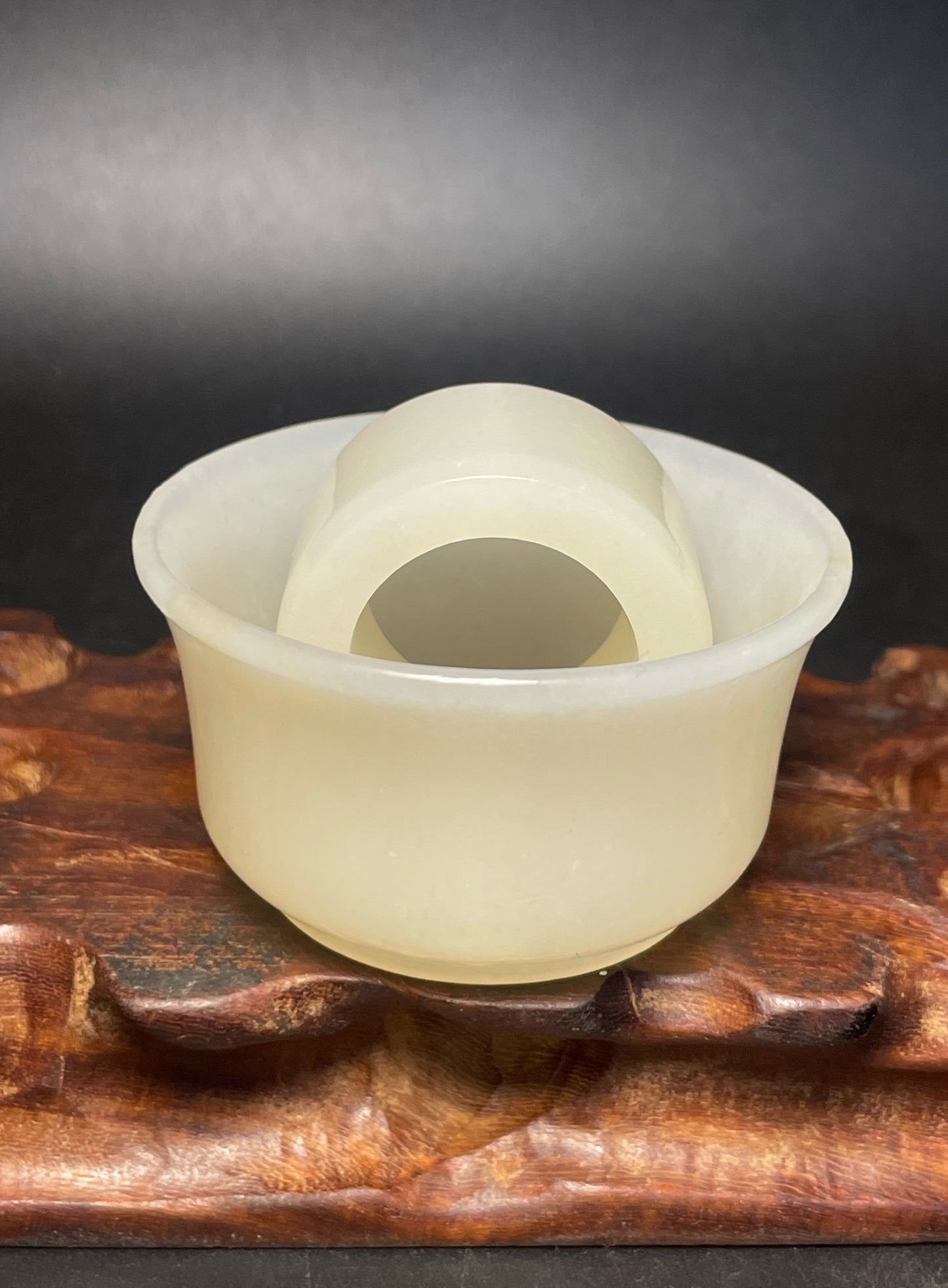 Chinese antique Hotan Jade master cup, a set of fingers