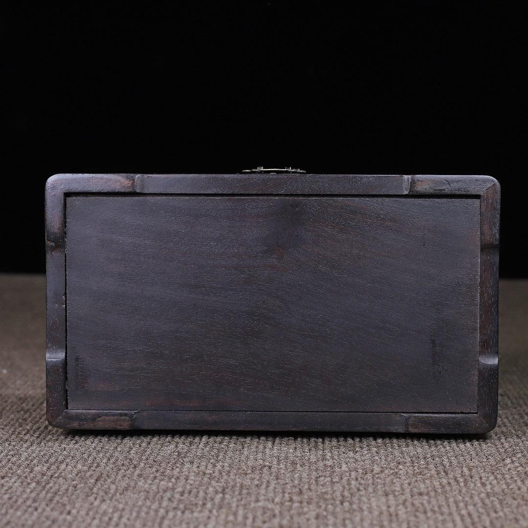 Chinese antique ebony inlaid jade multi treasure box storage box