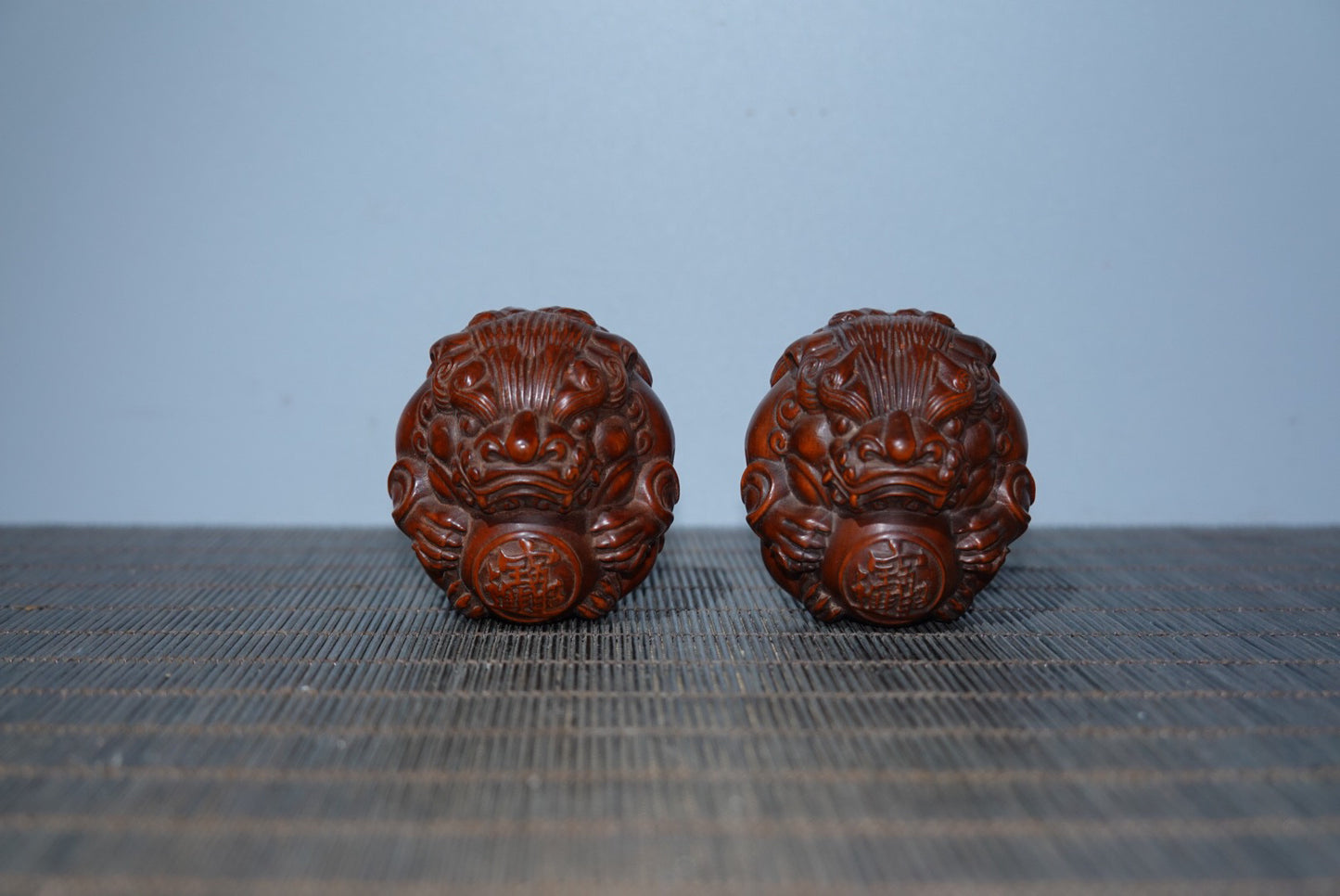 Collection Huangyang Wood Carved Pixiu Health Ball Pair of Gifts