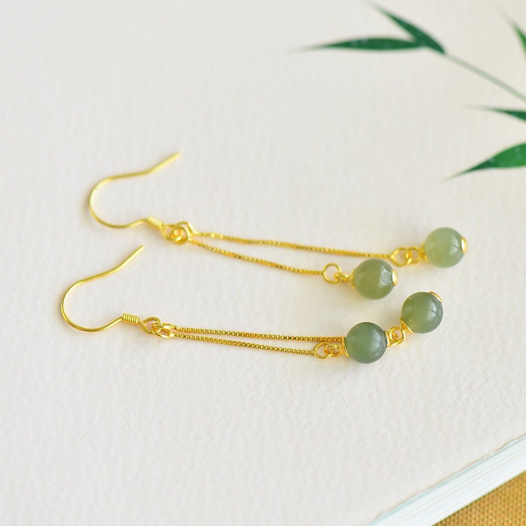 Silver Hotan Jade Qinghai Earrings