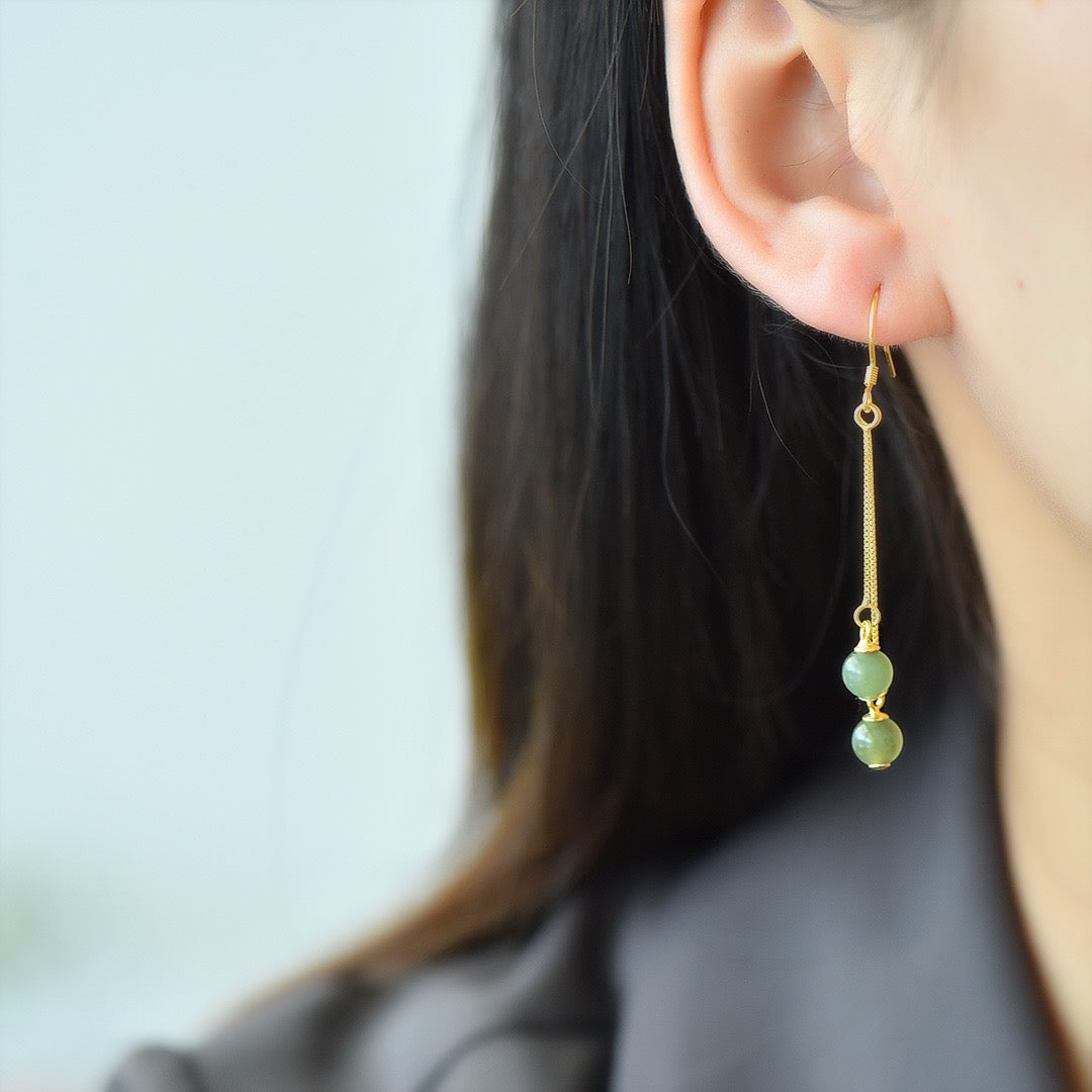 Silver Hotan Jade Qinghai Earrings
