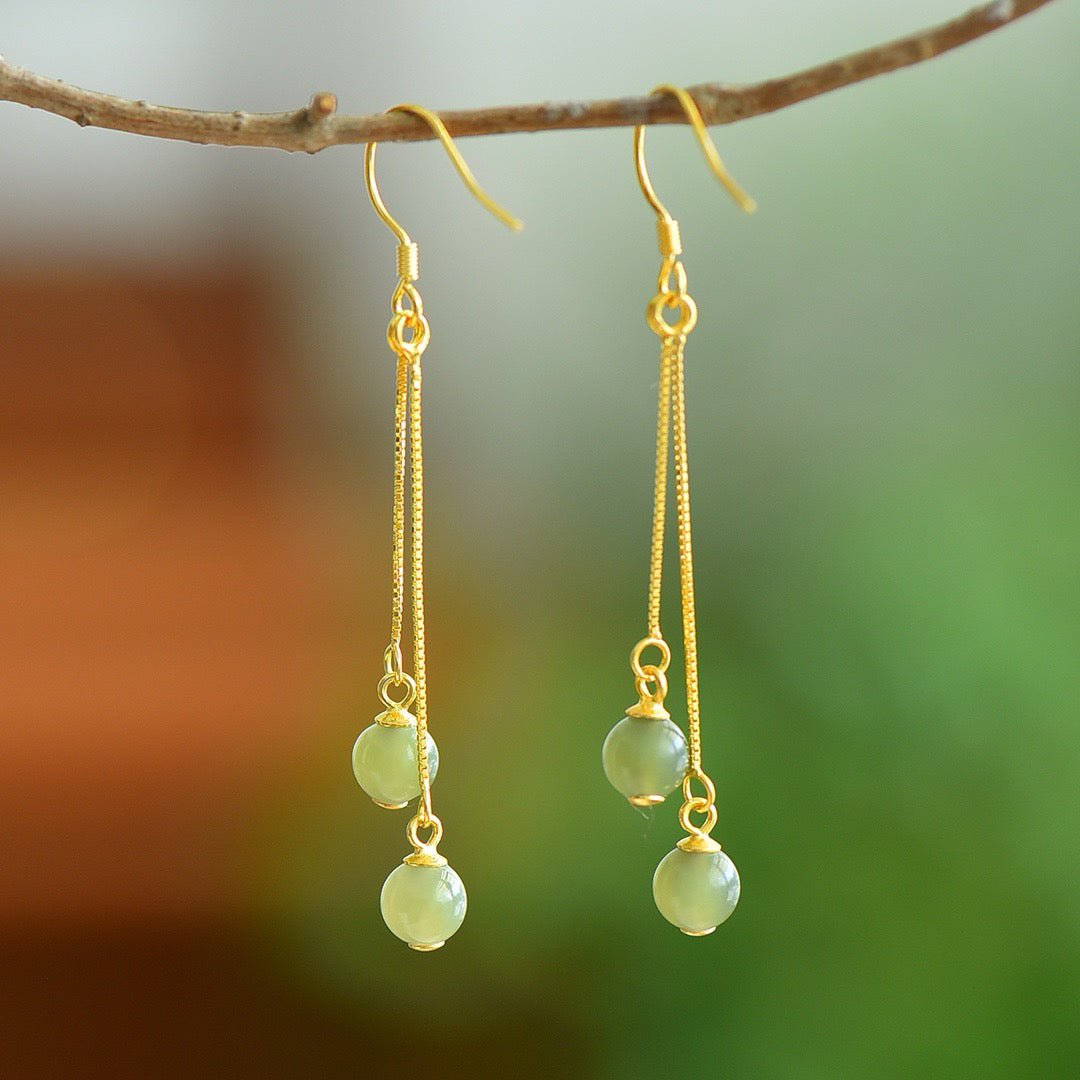 Silver Hotan Jade Qinghai Earrings