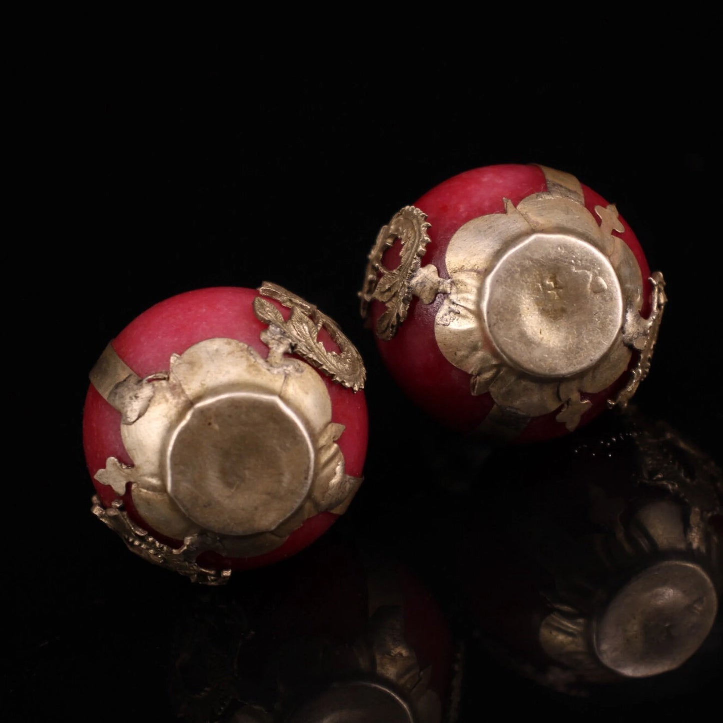 Collection of Chinese antique hand-carved Tibetan silver inlaid jade lion ball