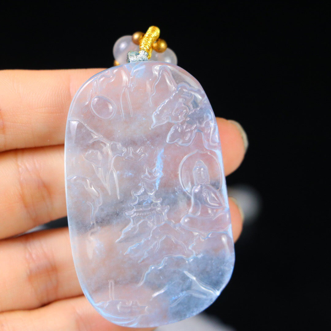 Chinese Antique Perfect High Ice Precision Carving [Landscape Brand]