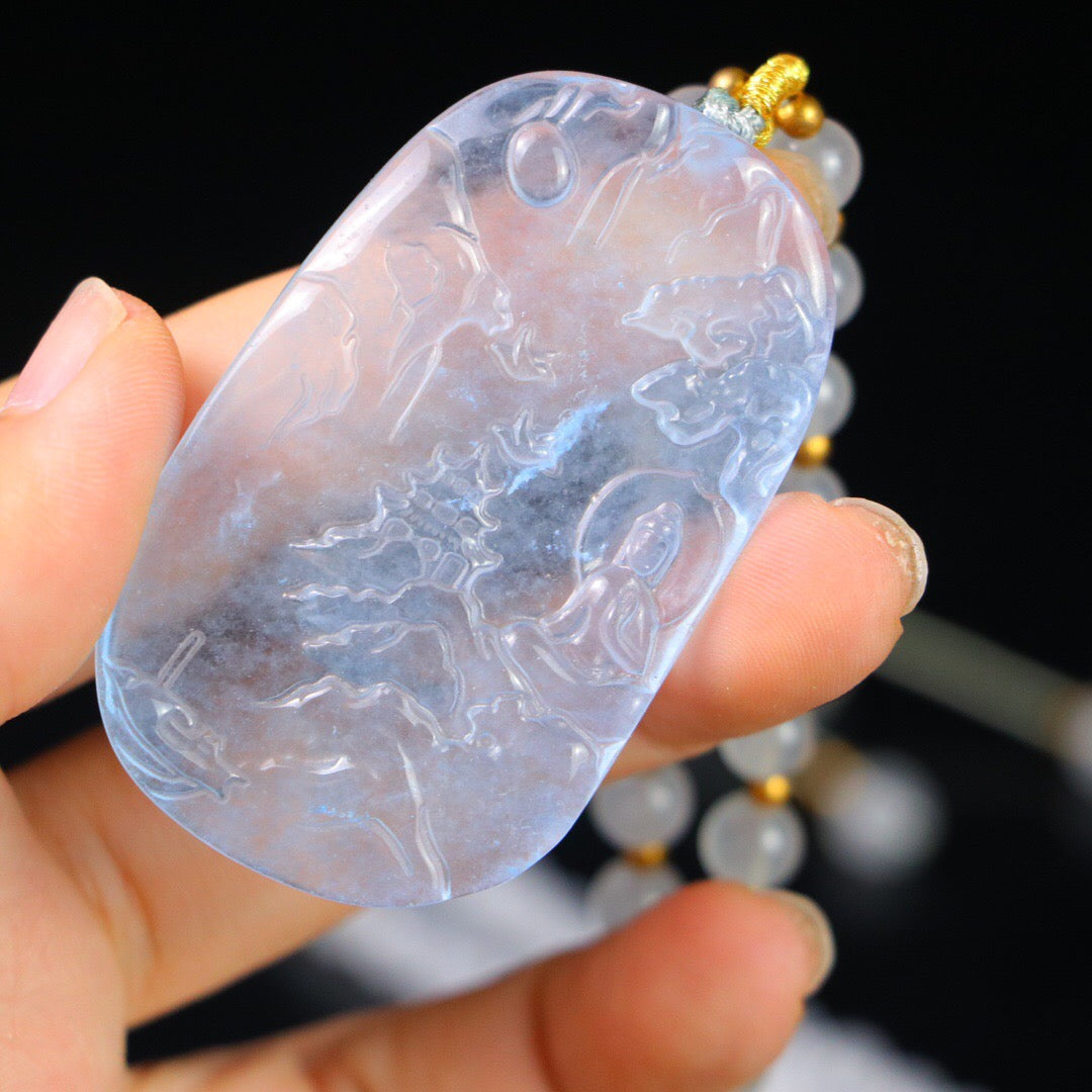 Chinese Antique Perfect High Ice Precision Carving [Landscape Brand]